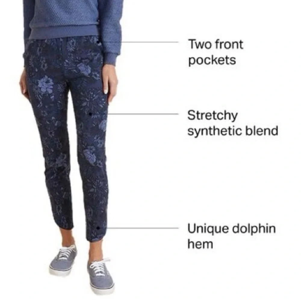 Marine Layer Re-Spun Allison Blue Floral Tropical Botanical Pull On Pants Size S
